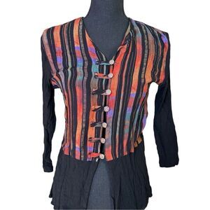 Vintage Sharon Anthony Petites Blouse Long Sleeve Button Multicolor Sz 6P